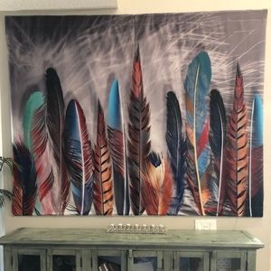Wall Accent Aesthetic Trendy Modern Beautiful Tapestry Feather Multicolor Decor
